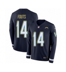 Men's Nike Los Angeles Chargers #14 Dan Fouts Limited Navy Blue Therma Long Sleeve NFL Jersey