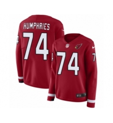 Women's Nike Arizona Cardinals #74 D.J. Humphries Limited Red Therma Long Sleeve NFL Jersey