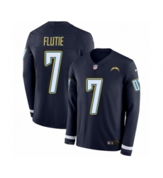Men's Nike Los Angeles Chargers #7 Doug Flutie Limited Navy Blue Therma Long Sleeve NFL Jersey