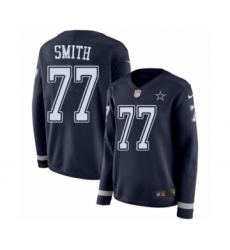 Women's Nike Dallas Cowboys #77 Tyron Smith Limited Navy Blue Therma Long Sleeve NFL Jersey