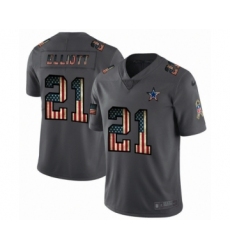 Men's Dallas Cowboys #21 Ezekiel Elliott Limited Black USA Flag 2019 Salute To Service Football Jersey