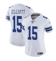 Women's Dallas Cowboys #15 Ezekiel Elliott White Vapor Limited Football Stitched Jersey