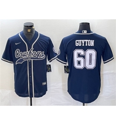 Men's Dallas Cowboys #60 Tyler Guyton Navy Cool Base Baseball Stitched Jersey