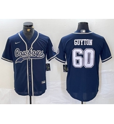 Men's Dallas Cowboys #60 Tyler Guyton Navy Cool Base Stitched Baseball Jersey