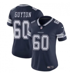 Women's Dallas Cowboys #60 Tyler Guyton Navy 2024 Draft Vapor Limited Football Stitched Jersey(Run Small)