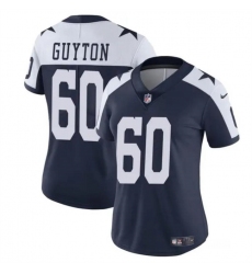 Women's Dallas Cowboys #60 Tyler Guyton Navy White 2024 Draft Vapor Thanksgiving Limited Football Stitched Jersey(Run Small)