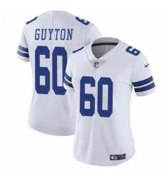 Women's Dallas Cowboys #60 Tyler Guyton White 2024 Draft Vapor Limited Football Stitched Jersey(Run Small)