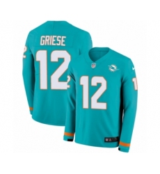 Youth Nike Miami Dolphins #12 Bob Griese Limited Aqua Therma Long Sleeve NFL Jersey