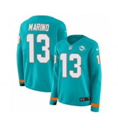 Women's Nike Miami Dolphins #13 Dan Marino Limited Aqua Therma Long Sleeve NFL Jersey