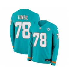 Men's Nike Miami Dolphins #78 Laremy Tunsil Limited Aqua Therma Long Sleeve NFL Jersey