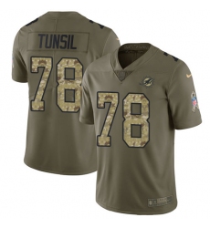 Men's Nike Miami Dolphins #78 Laremy Tunsil Limited Olive Camo 2017 Salute to Service NFL Jersey