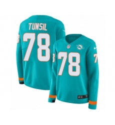Women's Nike Miami Dolphins #78 Laremy Tunsil Limited Aqua Therma Long Sleeve NFL Jersey