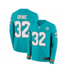 Youth Nike Miami Dolphins #32 Kenyan Drake Limited Aqua Therma Long Sleeve NFL Jersey