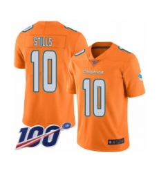 Men's Miami Dolphins #10 Kenny Stills Limited Orange Rush Vapor Untouchable 100th Season Football Jersey