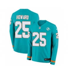 Men's Nike Miami Dolphins #25 Xavien Howard Limited Aqua Therma Long Sleeve NFL Jersey