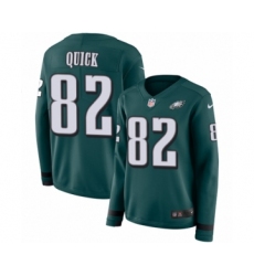 Women's Nike Philadelphia Eagles #82 Mike Quick Limited Green Therma Long Sleeve NFL Jersey