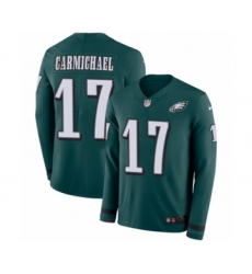 Men's Nike Philadelphia Eagles #17 Harold Carmichael Limited Green Therma Long Sleeve NFL Jersey