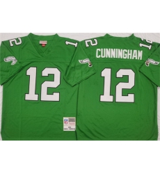 Men's Philadelphia Eagles #12 Randall Cunningham Kelly Green Throwback Football Stitched Jersey