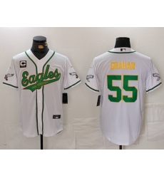 Men's Philadelphia Eagles #55 Brandon Graham White Gold With C Cool Base Stitched Baseball Jersey