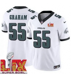 Men's Philadelphia Eagles Brandon Graham #55 White 2024 2025 Super Bowl LIX F U S E Stitched NFL Jersey