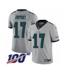 Men's Philadelphia Eagles #17 Alshon Jeffery Limited Silver Inverted Legend 100th Season Football Jersey