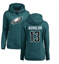 Women's Nike Philadelphia Eagles #13 Nelson Agholor Green Name & Number Logo Pullover Hoodie