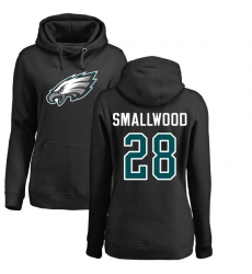 Women's Nike Philadelphia Eagles #28 Wendell Smallwood Black Name & Number Logo Pullover Hoodie