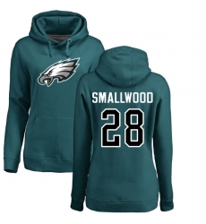 Women's Nike Philadelphia Eagles #28 Wendell Smallwood Green Name & Number Logo Pullover Hoodie