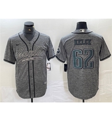 Men's Philadelphia Eagles #62 Jason Kelce Gray Cool Base Baseball Stitched Jersey