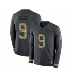Men's Nike Philadelphia Eagles #9 Nick Foles Limited Black Salute to Service Therma Long Sleeve NFL Jersey