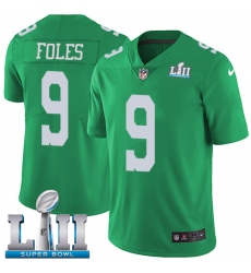 Youth Nike Philadelphia Eagles #9 Nick Foles Limited Green Rush Vapor Untouchable Super Bowl LII NFL Jersey