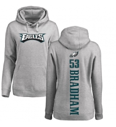 Women's Nike Philadelphia Eagles #53 Nigel Bradham Ash Backer Pullover Hoodie