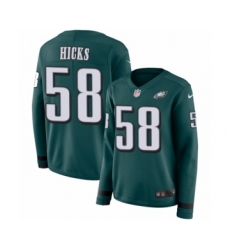 Women's Nike Philadelphia Eagles #58 Jordan Hicks Limited Green Therma Long Sleeve NFL Jersey