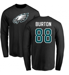 Nike Philadelphia Eagles #88 Trey Burton Black Name & Number Logo Long Sleeve T-Shirt