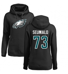 Women's Nike Philadelphia Eagles #73 Isaac Seumalo Black Name & Number Logo Pullover Hoodie