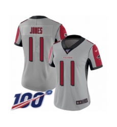 Women's Atlanta Falcons #11 Julio Jones Limited Silver Inverted Legend 100th Season Football Jersey
