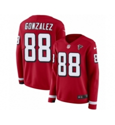 Women's Nike Atlanta Falcons #88 Tony Gonzalez Limited Red Therma Long Sleeve NFL Jersey