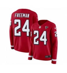 Women's Nike Atlanta Falcons #24 Devonta Freeman Limited Red Therma Long Sleeve NFL Jersey