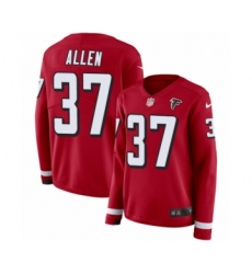 Women's Nike Atlanta Falcons #37 Ricardo Allen Limited Red Therma Long Sleeve NFL Jersey