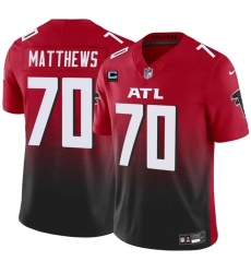 Men's Atlanta Falcons #70 Jake Matthews Red Black 2024 F.U.S.E With 4-Star C Vapor Untouchable Limited Stitched Football Jersey