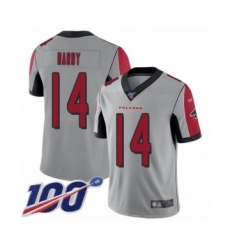Men's Atlanta Falcons #14 Justin Hardy Limited Silver Inverted Legend 100th Season Football Jersey