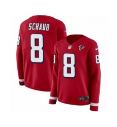 Women's Nike Atlanta Falcons #8 Matt Schaub Limited Red Therma Long Sleeve NFL Jersey
