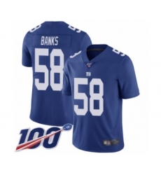 Men's New York Giants #58 Carl Banks Royal Blue Team Color Vapor Untouchable Limited Player 100th Season Football Jersey