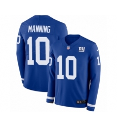 Men's Nike New York Giants #10 Eli Manning Limited Royal Blue Therma Long Sleeve NFL Jersey