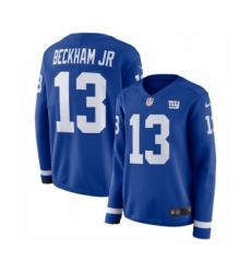 Women's Nike New York Giants #13 Odell Beckham Jr Limited Royal Blue Therma Long Sleeve NFL Jersey