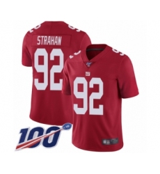 Men's New York Giants #92 Michael Strahan Red Limited Red Inverted Legend 100th Season Football Jersey