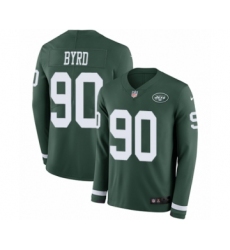 Men's Nike New York Jets #90 Dennis Byrd Limited Green Therma Long Sleeve NFL Jersey