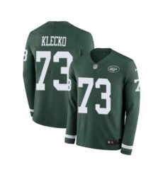 Men's Nike New York Jets #73 Joe Klecko Limited Green Therma Long Sleeve NFL Jersey