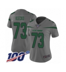 Women's New York Jets #73 Joe Klecko Limited Gray Inverted Legend 100th Season Football Jersey