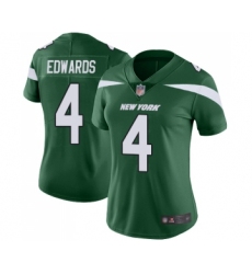 Women's New York Jets #4 Lac Edwards Green Team Color Vapor Untouchable Limited Player Football Jersey